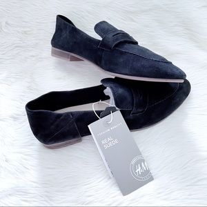 H&M Real Suede Black Loafers Shoes